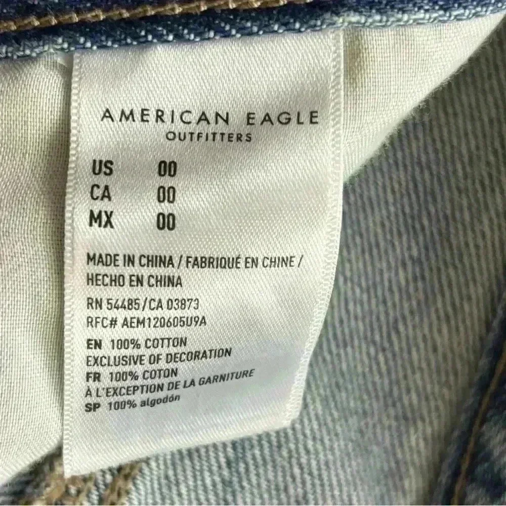 American Eagle ButtonFly Highrise Bleach Fade Distress Fray Denim Shorts Size 00